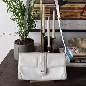 Celine White Leather Clutch/Handbag with COA